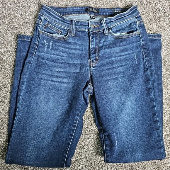 Judy Blue Los Angeles Womens Size 7x28 Slim Fit Stretchy Waist Denim Jeans - Picture 1 of 10